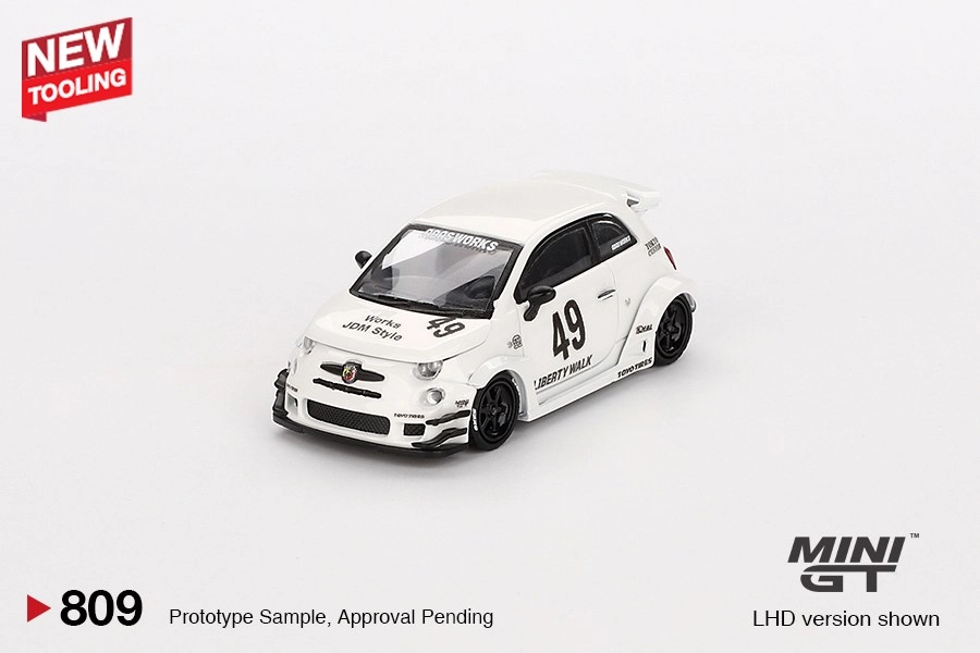 Mini GT LB-WORKS x Abas Works ABARTH 595 Gara White