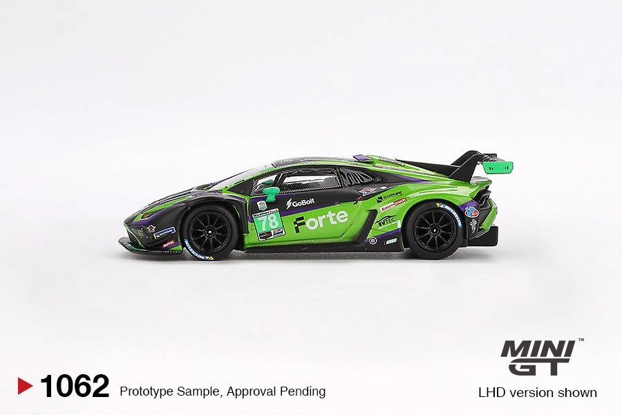 Mini GT Lamborghini Huracán GT3 EVO2 #78 Forte Racing 2024 IMSA Daytona 24 Hrs