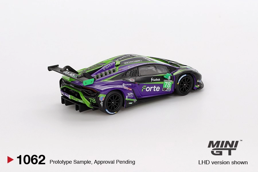 Mini GT Lamborghini Huracán GT3 EVO2 #78 Forte Racing 2024 IMSA Daytona 24 Hrs Blister MGT01062