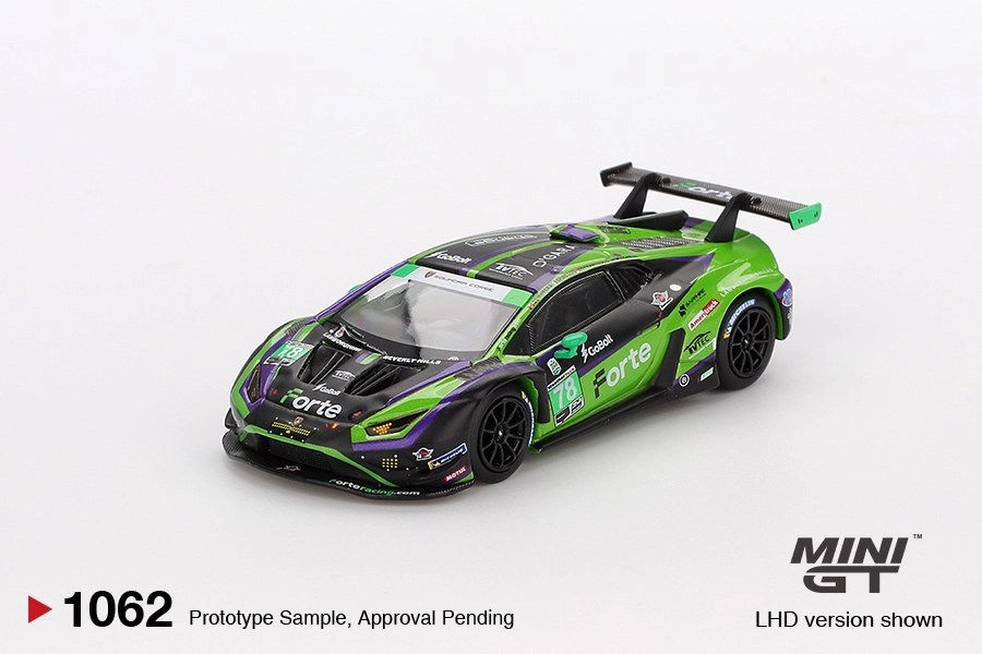 Mini GT Lamborghini Huracán GT3 EVO2 #78 Forte Racing 2024 IMSA Daytona 24 Hrs Blister MGT01062