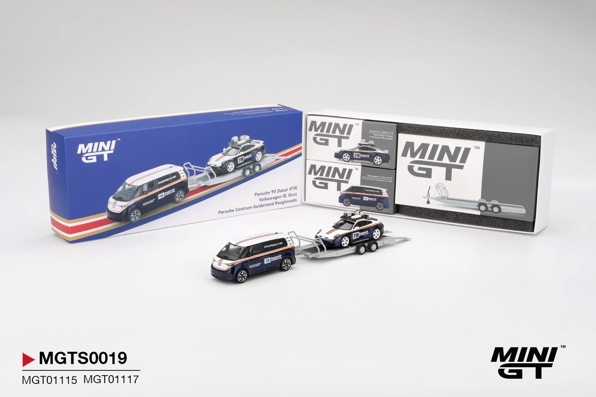 Mini GT Porsche 911 Dakar #718 / Volkswagen ID. Buzz Porsche Centrum Gelderland Roughroads Set MGTS0019