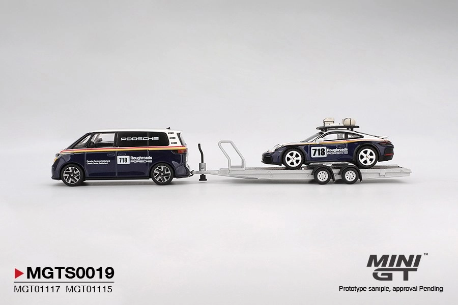 Mini GT Porsche 911 Dakar #718 / Volkswagen ID. Buzz Porsche Centrum Gelderland Roughroads Set MGTS0019