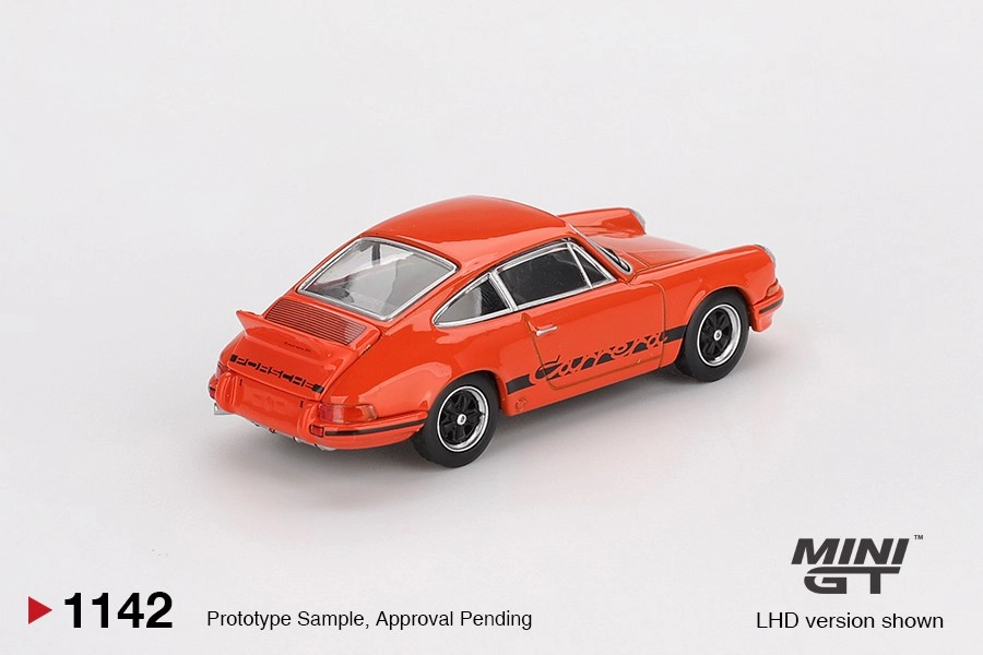Mini GT Porsche 911 Carrera RS 2.7 Tangerine with Black Livery MGT01142