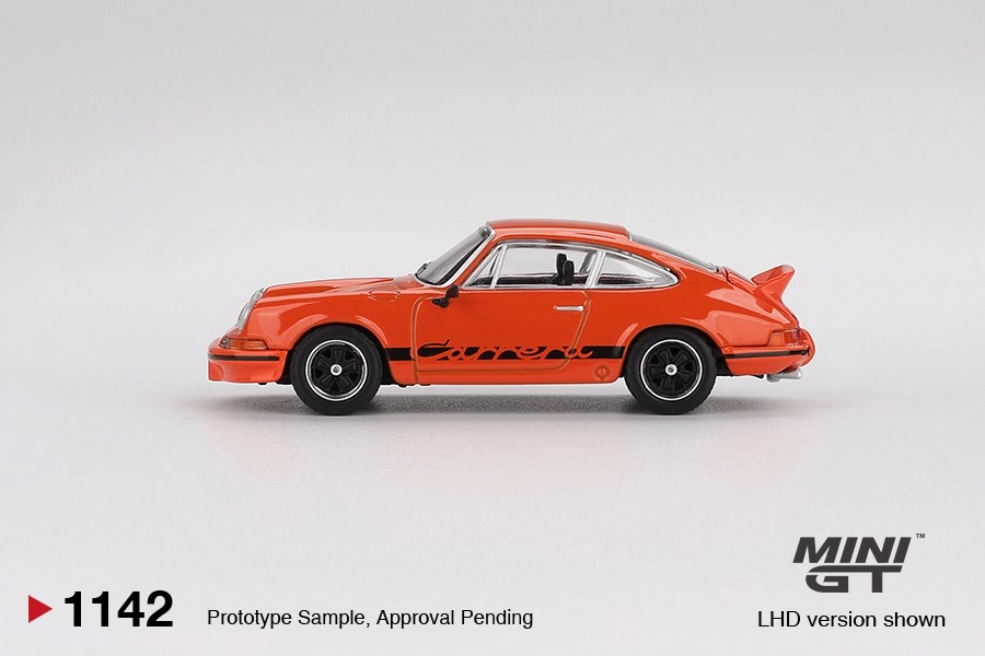 Mini GT Porsche 911 Carrera RS 2.7 Tangerine with Black Livery MGT01142