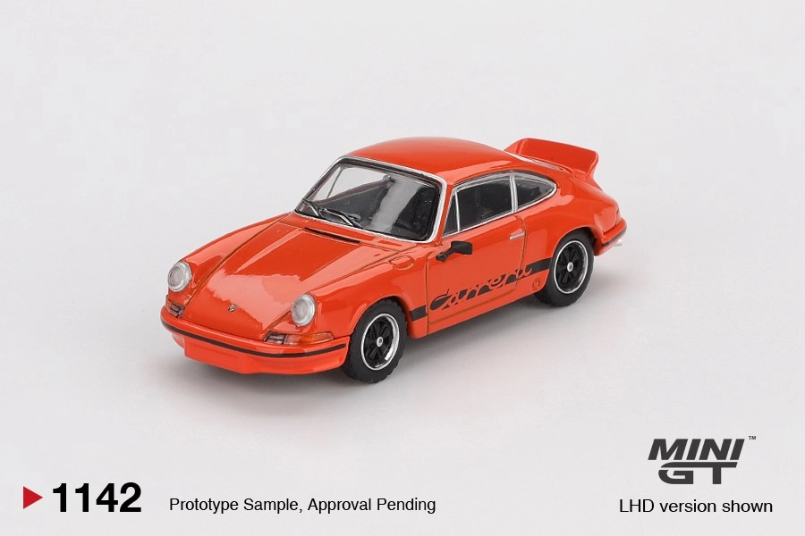 Mini GT Porsche 911 Carrera RS 2.7 Tangerine with Black Livery MGT01142