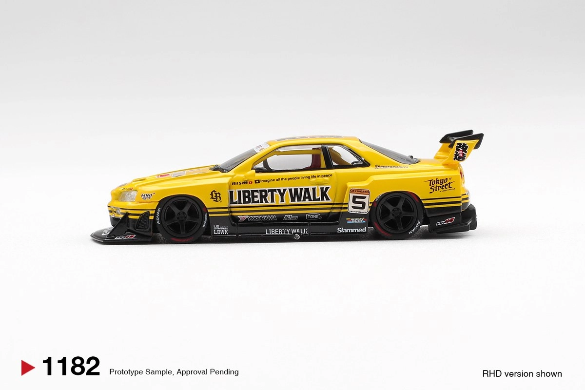 Mini GT Nissan LB-ER34 Super Silhouette SKYLINE Sport Yellow