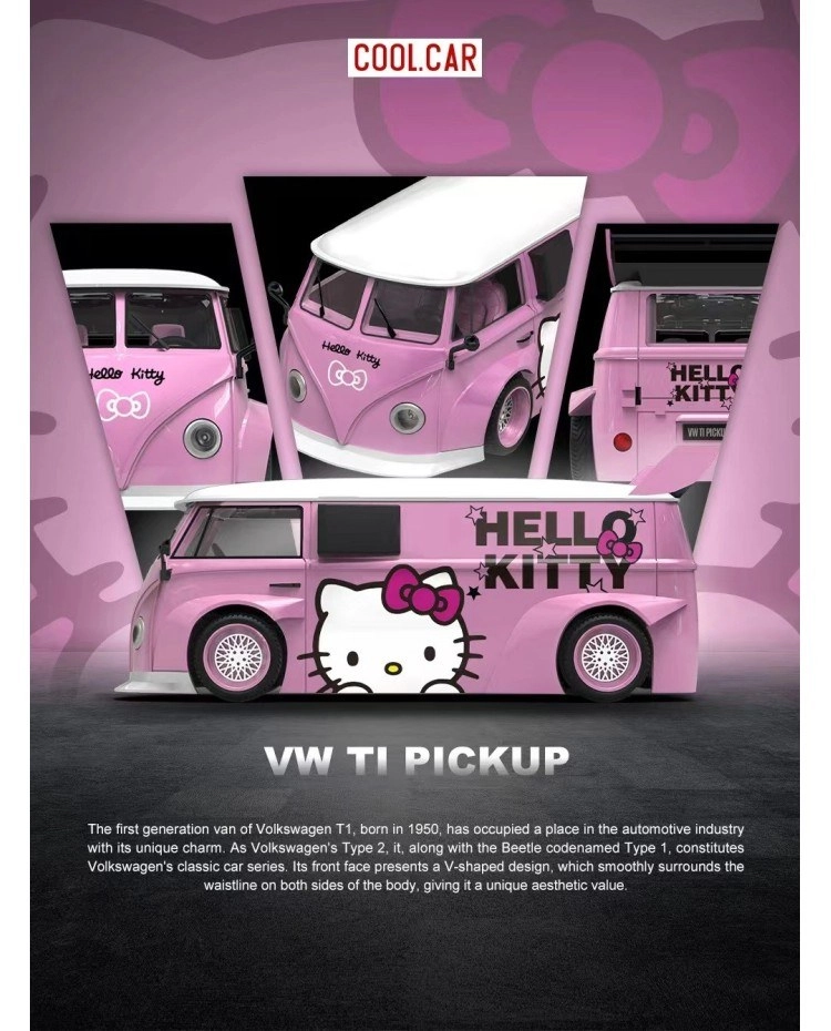 Cool Car Volkswagen T1 Pickup Light Pink Hello Kitty