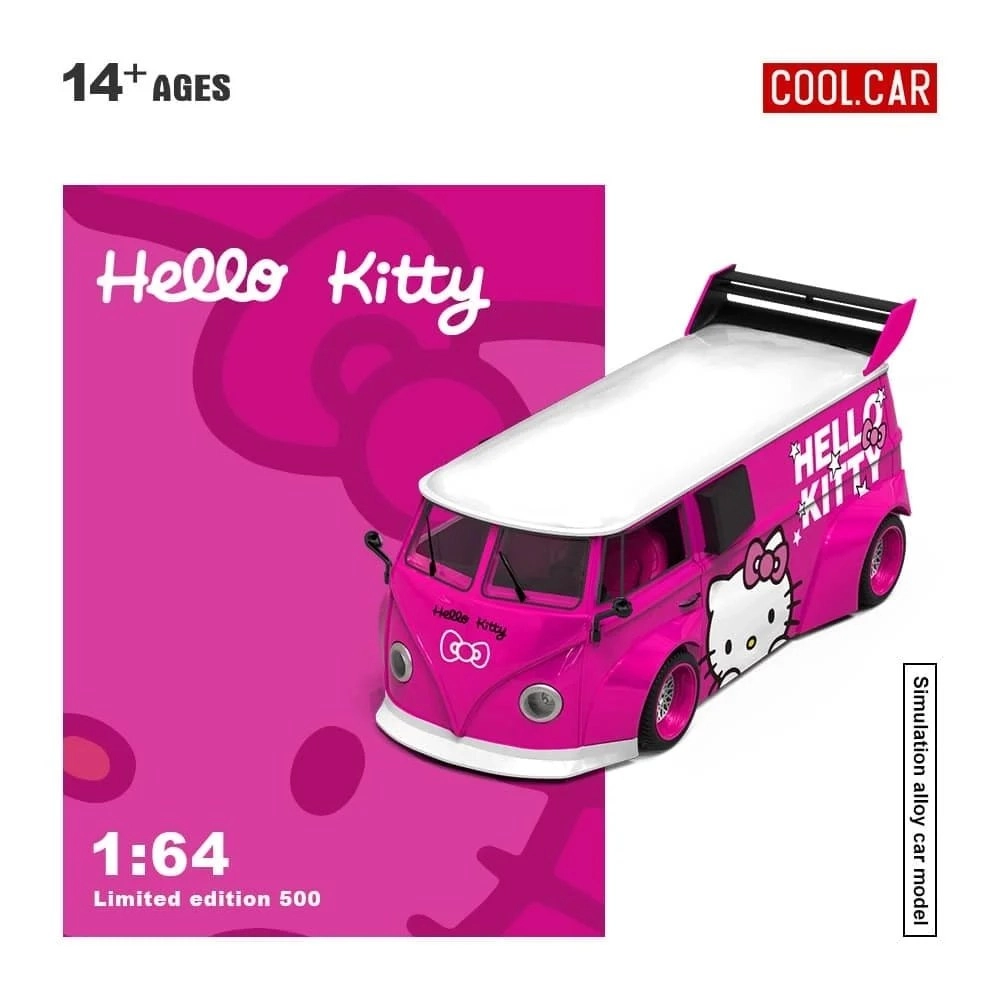 Cool Car Volkswagen T1 Dark Pink Hello Kitty