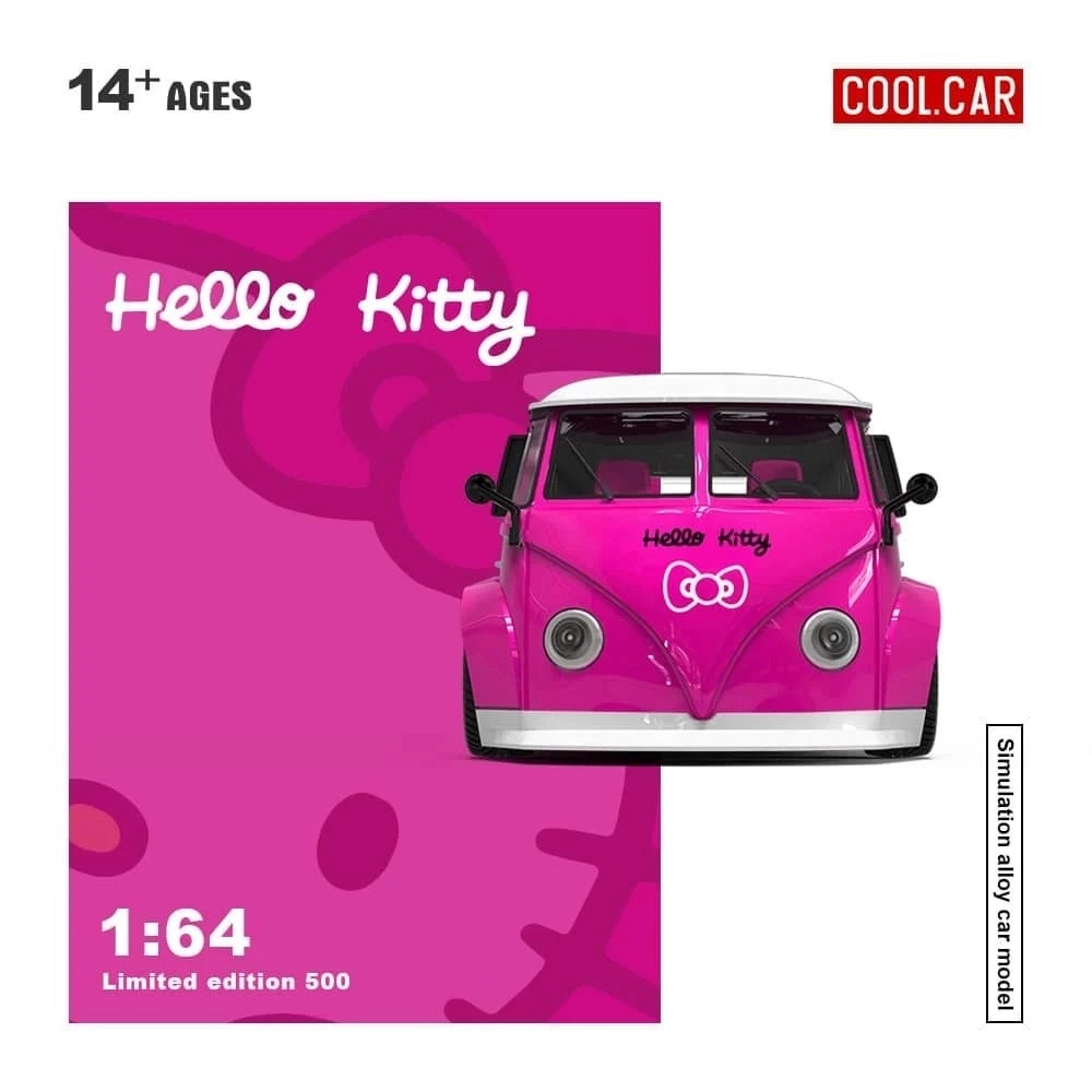 Cool Car Volkswagen T1 Dark Pink Hello Kitty