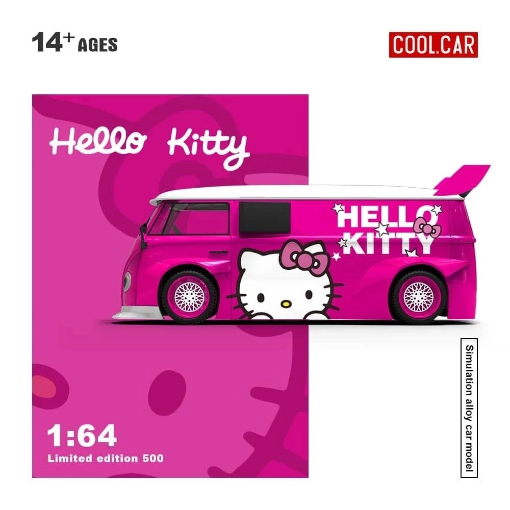 Cool Car Volkswagen T1 Dark Pink Hello Kitty
