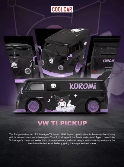 Cool Car Volkswagen T1 Pickup Kuromi Purple