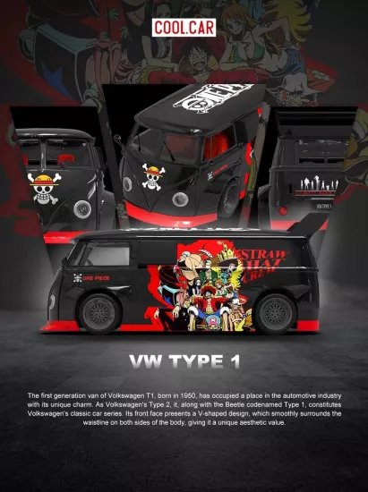 Cool Car Volkswagen T1 Pickup One Piece Black
