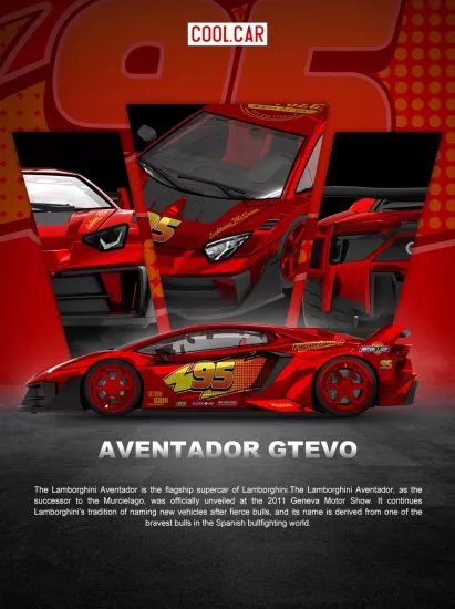Cool Car Lamborghini Aventador GTEVO Lighting Mcqueen Metallic red